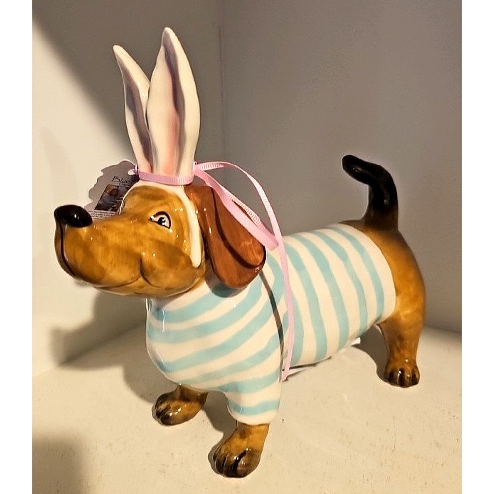 Blue Sky Clayworks EASTER BUNNY DACHSHUND Dog Figurine NEW